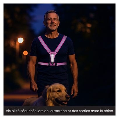 R2B Gilet de course rechargeable - Gilet de Sécurité - Réfléchissant - Rose