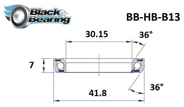 Black Bearing B13 Cuscinetto dello sterzo 30,15 x 41,8 x 7 mm 36 ° / 36