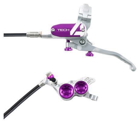 Hope Tech 4 V4 Disc Break - Back Silver / Purple Standard Hose 