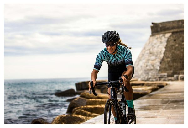 Maillot Manches Courtes Velo Rogelli Animal - Femme - Noir/Turquoise