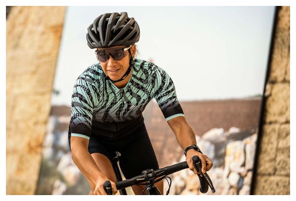 Maillot Manches Courtes Velo Rogelli Animal - Femme - Noir/Turquoise