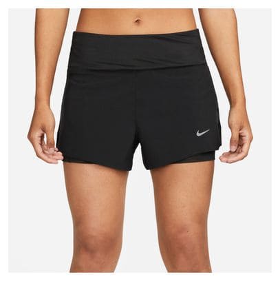 2-in-1 Shorts Damen Nike Dri-Fit Swift 3in Schwarz
