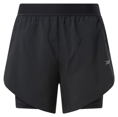 Pantaloncini da corsa Reebok 2 in 1 Nero