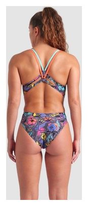 Costume da bagno Arena Vivid Repeat Lace Plus Back Donna Grigio/Multicolore