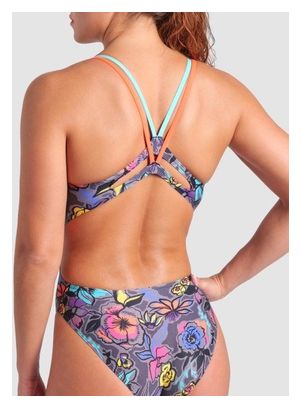 Costume da bagno Arena Vivid Repeat Lace Plus Back Donna Grigio/Multicolore