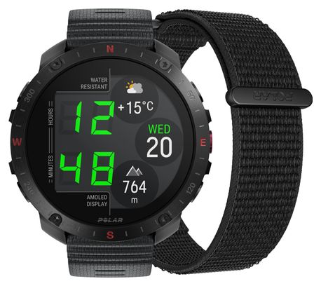 Polar Grit X2 Pro GPS-Uhr Night Black mit Klettarmband