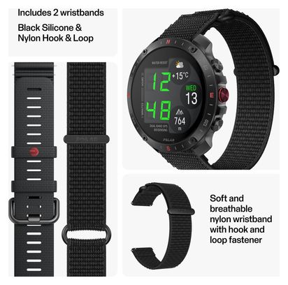 Polar Grit X2 Pro GPS-Uhr Night Black mit Klettarmband