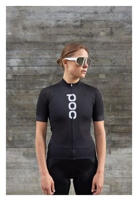 Maillot de manga corta Poc Essential Road Logo para mujer Negro Uranio