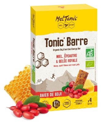 Envase de 4 Barritas Energéticas <p> <strong>Meltonic Tonic' Bar</strong> Miel, Bayas de Goji y Jalea Real Ecológicas</p>4x25g
