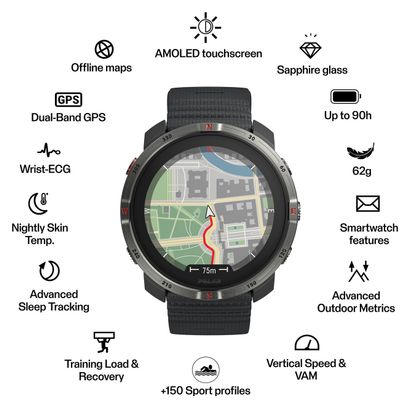 Polar Grit X2 GPS Horloge Zwart Nacht