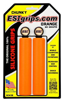 Puños de silicona ESI Chunky 32mm - Naranja
