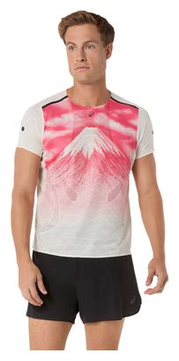 Asics Fujitrail Elite Graphic Trail-T-shirt, wit/rood, heren