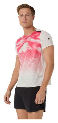 Asics Fujitrail Elite Graphic Trail-T-shirt, wit/rood, heren