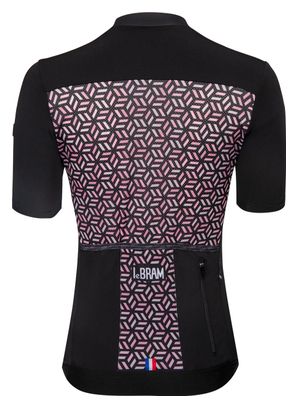 Maillot Manches Courtes Femme LeBram Croix de Fer Noir Saumon Coupe Ajustée