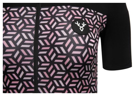 Maillot Manches Courtes Femme LeBram Croix de Fer Noir Saumon Coupe Ajustée
