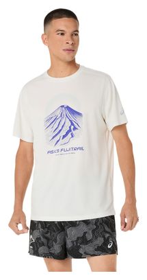Camiseta de manga corta Asics Fujitrail con logotipo, blanco/morado, para hombre