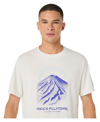 Camiseta de manga corta Asics Fujitrail con logotipo, blanco/morado, para hombre