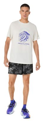 Camiseta de manga corta Asics Fujitrail con logotipo, blanco/morado, para hombre