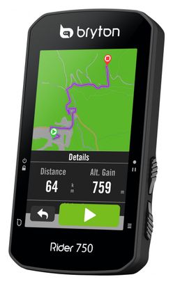 Refurbished Produkt - BRYTON GPS-Fahrradcomputer Rider 750T + Herzfrequenz-/Trittfrequenz-/Geschwindigkeitssensor-Gürtel