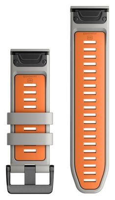 Bracelet de Montre Garmin QuickFit 26 mm Silicone Gris Fog Orange Ember