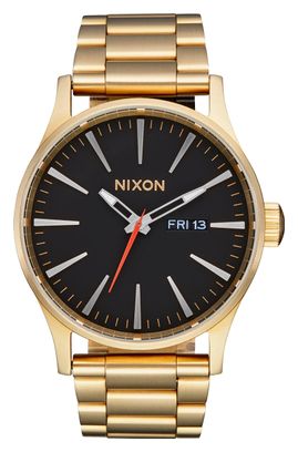 Unisex-Uhr Nixon Sentry Stahl Gold/Schwarz