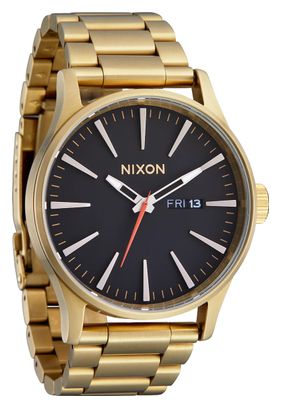 Nixon Sentry Unisex Goud/Zwart Stalen Horloge