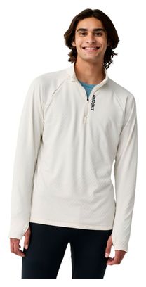Maglia termica da uomo Brooks Momentum con mezza cerniera, bianca