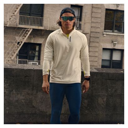 Maglia termica da uomo Brooks Momentum con mezza cerniera, bianca