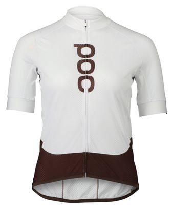 Women's Poc Essential Road Logo Short Sleeve Jersey Brown/White