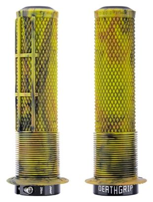 Paire de Grips DMR Deathgrip2 Race Grips Flange Camouflage Jaune