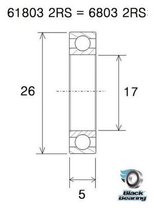 Black Bearing Ceramic 6803-2RS 17 x 26 x 5 mm