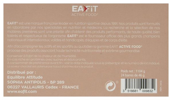 EAFIT La Barre Protéinée Chocolat - Boite de 24 barres