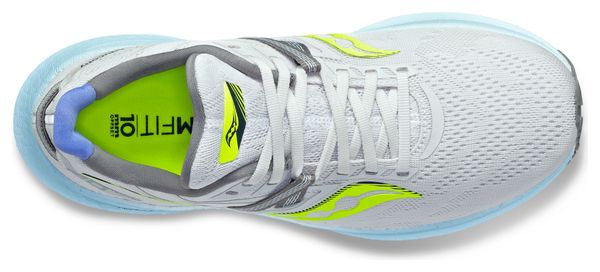 Chaussures de Running Femme Saucony Triumph 20 Blanc Bleu Jaune