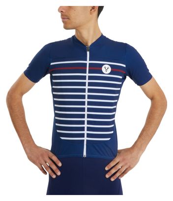 Maillot Manches Courtes LeBram Ventoux Marinière Édition Limitée Bleu Blanc Bordeaux