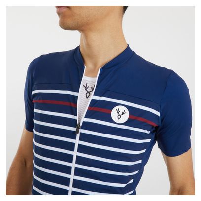 Maillot Manches Courtes LeBram Ventoux Marinière Édition Limitée Bleu Blanc Bordeaux