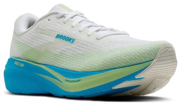 Brooks Ghost Amp Running Shoes for Men, White/Blue/Green