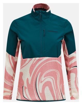 Sudadera polar Peak Performance con media cremallera Aop Freelight Alpha verde/rosa para mujer