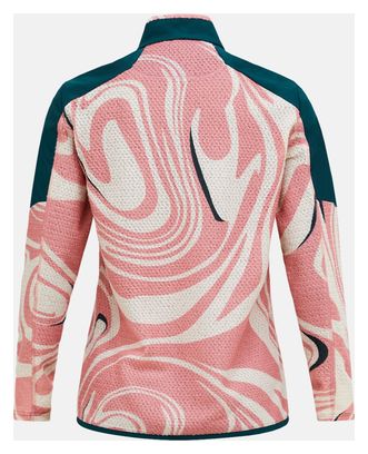 Sudadera polar Peak Performance con media cremallera Aop Freelight Alpha verde/rosa para mujer
