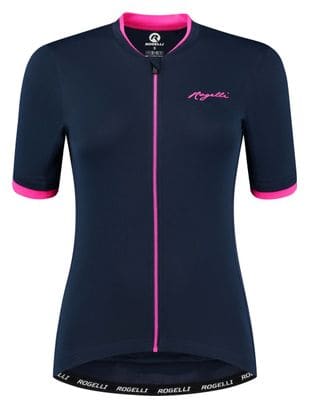 Maillot Manches Courtes Velo Rogelli Essential - Femme - Bleu/Rose