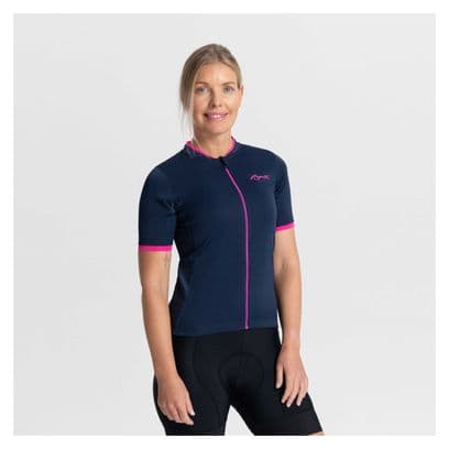 Maillot Manches Courtes Velo Rogelli Essential - Femme - Bleu/Rose