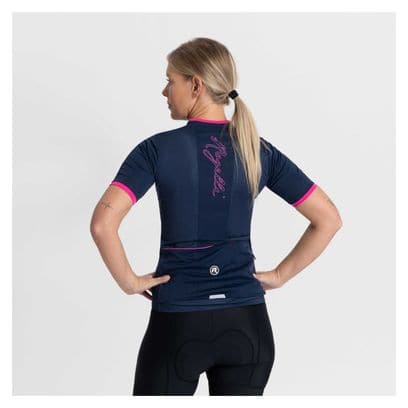 Maillot Manches Courtes Velo Rogelli Essential - Femme - Bleu/Rose