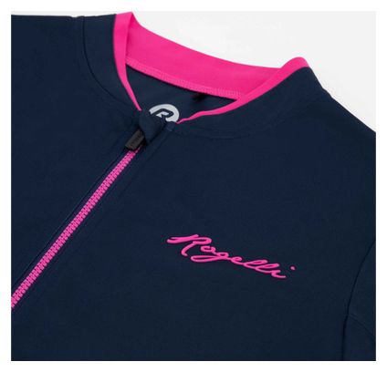 Maillot Manches Courtes Velo Rogelli Essential - Femme - Bleu/Rose