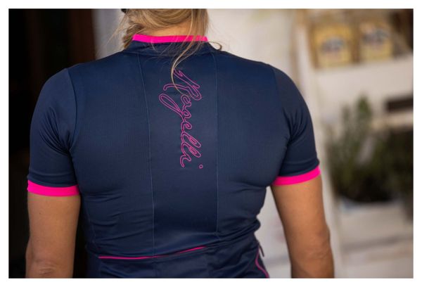 Maillot Manches Courtes Velo Rogelli Essential - Femme - Bleu/Rose