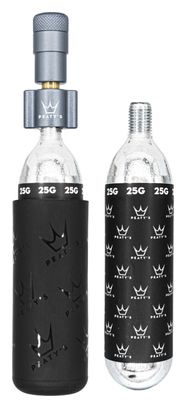 Gonfiatore CO2 grigio per MTB Holeshot di Peaty's + 2 cartucce di CO2 (25g)