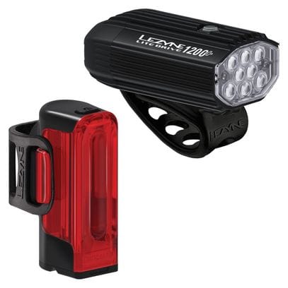Lezyne Lite Drive 1200+ / Strip Drive Pro 400+ Paar Fietslampen Zwart