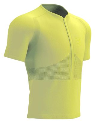 Maillot manches courtes Compressport Trail Half-Zip Fitted Top Green Sheen