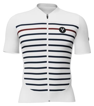 Maillot Manches Courtes LeBram Ventoux Marinière Édition Limitée Blanc Bleu Bordeaux