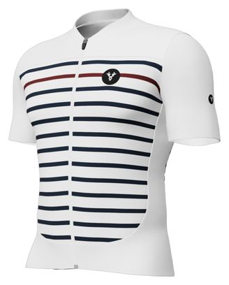 Maillot LeBram Ventoux Marinière Edición Limitada Manga Corta Blanco Azul Burdeos