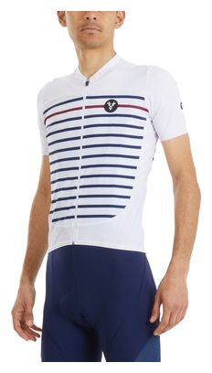 Maillot LeBram Ventoux Marinière Edición Limitada Manga Corta Blanco Azul Burdeos