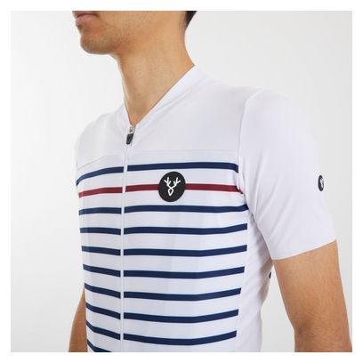 Maillot Manches Courtes LeBram Ventoux Marinière Édition Limitée Blanc Bleu Bordeaux